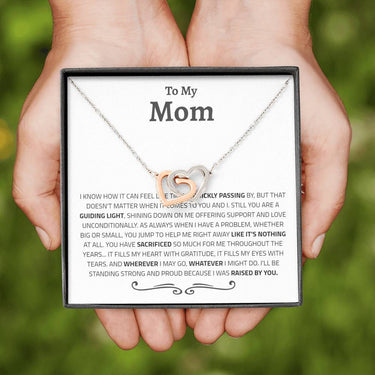 Mom 'Raised By You' Interlocking Hearts Necklace - Love You This Much